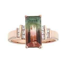 3.42 ctw Tourmaline, Ruby, and Diamond Ring - 14KT Rose Gold