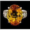 Image 2 : 13.90 ctw Citrine and Diamond Ring - Platinum