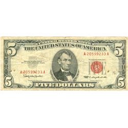 1963 $5 VG/XF Red Seal Note