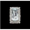 Image 2 : 14KT White Gold 16.49 ctw Aquamarine and Diamond Ring