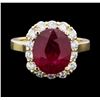 Image 2 : 6.15 ctw Ruby and Diamond Ring - 14KT Yellow Gold