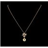 Image 1 : Pearl and Diamond Pendant With Chain - 14KT Rose Gold