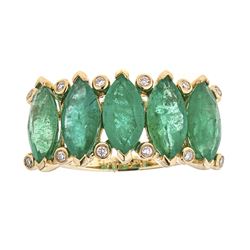 4.35 ctw Emerald and Diamond Band - 18KT Yellow Gold