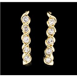 0.20 ctw Diamond Earrings - 14KT Yellow Gold