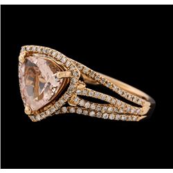 1.53 ctw Morganite and Diamond Ring - 14KT Rose Gold