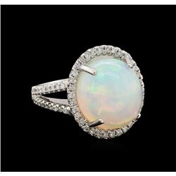 8.95 ctw Opal and Diamond Ring - 14KT White Gold