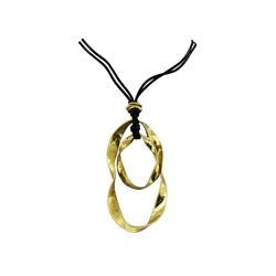 Circle Design Leather Necklace - Gold Plated