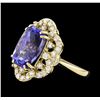 Image 1 : 5.80 ctw Tanzanite and Diamond Ring - 14KT Yellow Gold