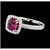 Image 1 : 1.04 ctw Tourmaline and Diamond Ring - 14KT White Gold