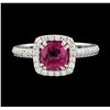 Image 2 : 1.04 ctw Tourmaline and Diamond Ring - 14KT White Gold