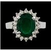 Image 2 : 3.27 ctw Emerald and Diamond Ring - 14KT White Gold