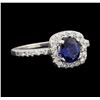 Image 1 : 0.66 ctw Sapphire and Diamond Ring - 14KT White Gold