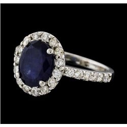 3.01 ctw Sapphire and Diamond Ring - 14KT White Gold