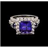 Image 2 : 4.94 ctw Tanzanite, Sapphire and Diamond Ring - 14KT White Gold