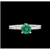 Image 2 : 1.27 ctw Emerald and Diamond Ring - 14KT White Gold