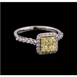 0.77 ctw Fancy Yellow Diamond Ring - 14KT White and Yellow Gold