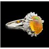 Image 1 : 2.30 ctw Mexican Opal and Diamond Ring - Platinum