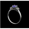 Image 4 : 14KT White Gold 0.59 ctw Tanzanite, Emerald and Diamond Ring