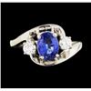 Image 2 : 1.49 ctw Sapphire and Diamond Ring - 14KT White Gold