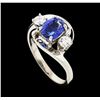 Image 4 : 1.49 ctw Sapphire and Diamond Ring - 14KT White Gold