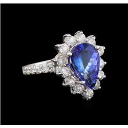 14KT White Gold 3.05 ctw Tanzanite and Diamond Ring