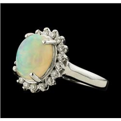 2.66 ctw Opal and Diamond Ring - 14KT White Gold