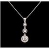 Image 1 : 0.93 ctw Diamond Pendant With Chain - 14KT White Gold