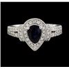 Image 2 : 1.07 ctw Sapphire and Diamond Ring - 14KT White Gold
