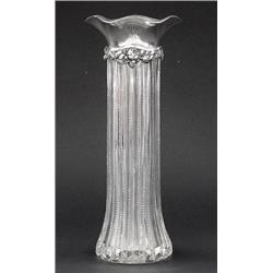 STERLING SILVER MOUNTED CUT GLASS VASE, American. Date mark for 1901. Maker: Gorham. The slight...