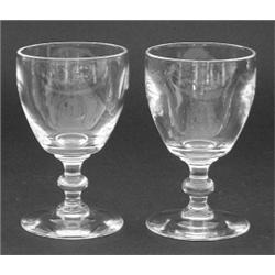 SET OF TWELVE STEUBEN CRYSTAL WINE GLASSES, American. Signed. With knop stem. $600/800...