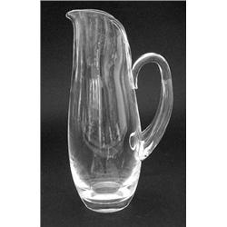 STEUBEN CRYSTAL MARTINI PITCHER, American. Signed. Catalogue No. 8077. Designed by Lloyd Atkins...