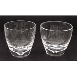 SET OF TWELVE STEUBEN CRYSTAL OLD FASHIONED GLASSES, American. Signed. Catalogue No. 7933. Desi...