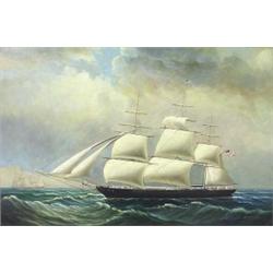D. TAYLER (American. Born 1926), "Schooners at Sea". Signed D. Tayler l/r., Oil on Canvas. Me...