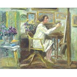 JEAN CHALEYE (French. 1878-1960), "Une Eleve du Peintre". Signed J. Chaleye l/r and titled on t...
