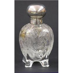 EDWARD VII STERLING SILVER MOUNTED CUT GLASS JAR, English. London. 1901. Of apple shape, the fr...
