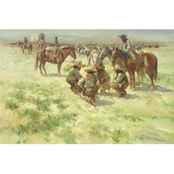 CARL HANTMAN (American. Born 1935), "Change of Trail". Signed Carl Hantman and dated 77 l/r.<br...