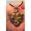 Image 1 : Hand Carved Leopard Petrified Wood Opal Pendant