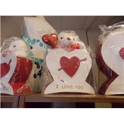 NEW TEDDY BEAR IN HEART BOX 9 X 9" ) - I LOVE YOU - MED. WITH 1 TEDDY