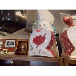 NEW TEDDY BEAR IN HEART BOX 7 X 7" ) - I LOVE YOU - SMALL. WITH 1 TEDDY