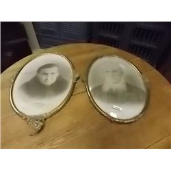 VINTAGE OVAL FRAMES- ONE WITH DOMED GLASS- 2 PC TL