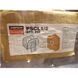 BOX OF CONSTRUCTION WOOD CONNECTORS- PSCL 1/2- "SIMPSON STRONG TIE" - APPROX 250- N