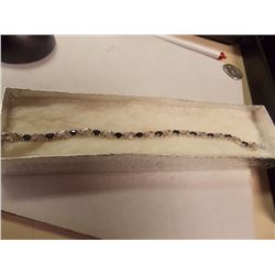 BRACELET - 12 OVAL FACETED SAPPHIRES (+6 CT) & DIAMONDS IN STERLING SILVER SETTING - RETAIL ESTIMATE