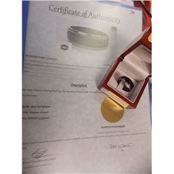 RING - NEW SILVER & BLACK TONE TITANIUM BAND - COMFORT FIT - INCLUDES CERTIFICATE $225 - W-39