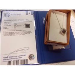 NECKLACE / PENDANT SET - HALO DESIGN - 0.25CT COLORED DIAMONDS IN STERLING SILVER SETTING - INCLUDES