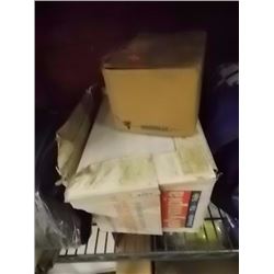 BOX NEW CERAMIC TILES - 8" X 10" & BOX OF FENCING STAPLES