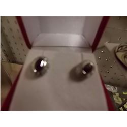 EARRINGS- STERLING SILVER WITH SAPPHIRE& DIAMOND STUDS