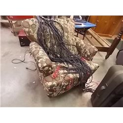 UPHOLSTERED ARM CHAIR WITH MATCHING THROW CUSIONS - FROM ESTATE