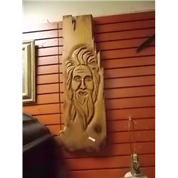 UNIQUE CHAINSAW CARVING - WALL MOUNT TREE SPIRIT - 40" TALL  X 13.5 X 1"