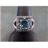 Image 1 : RING - PRINCESS FACETED LIVELY BLUE TOPAZ IN STERLING SILVER SETTING - RETAIL ESTIMATE $275