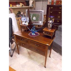 MAHOGANY ART NEUVEAU DRESSER WITH SATIN RIBBON EDGING - NEEDS MIRROR